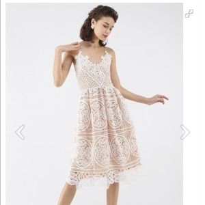 White lace cross back dress